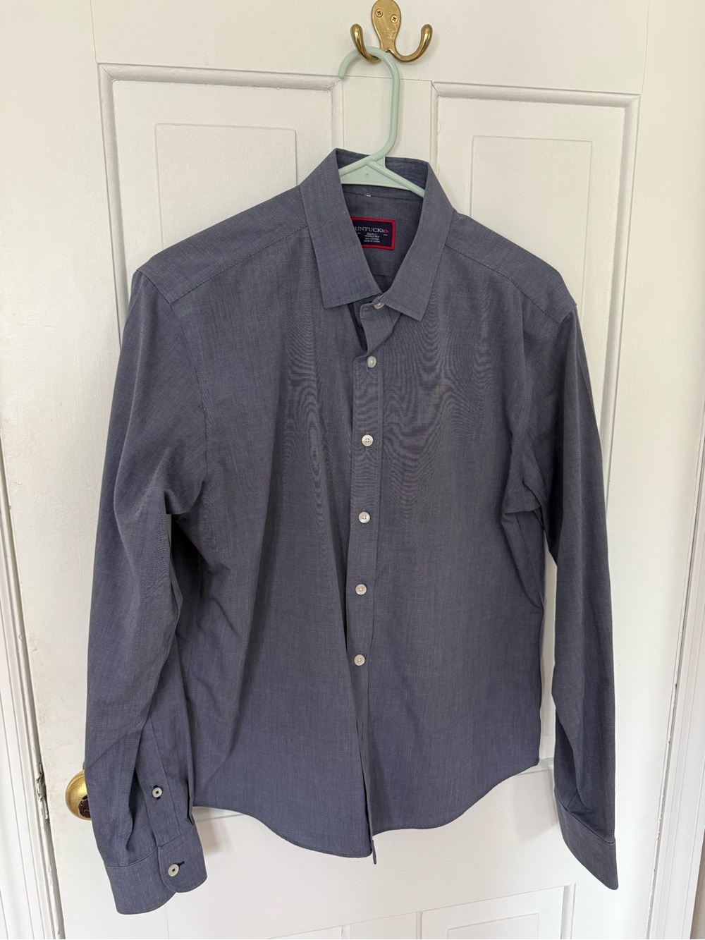 UNTUCKit Men's Gray-Blue Button-Down Dress Shirt